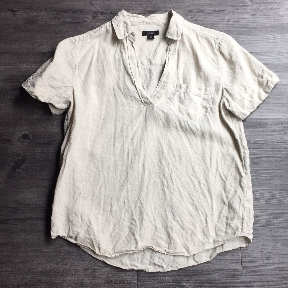 J. Crew  Linen Popover Top